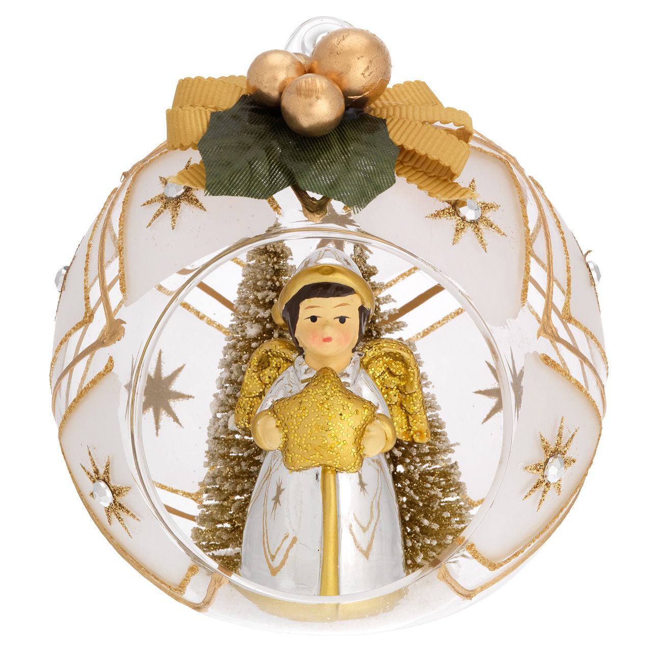 SFERA D. 10 DECO ORO CON ALBERELLI E FIOCCO - ANGELO STELLA